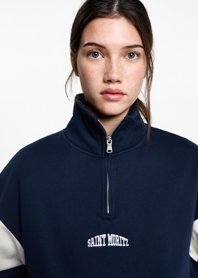 mango Sudadera cremallera mensaje En oferta