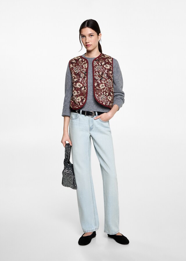 mango Chaleco crop estampado Descuentos del mes