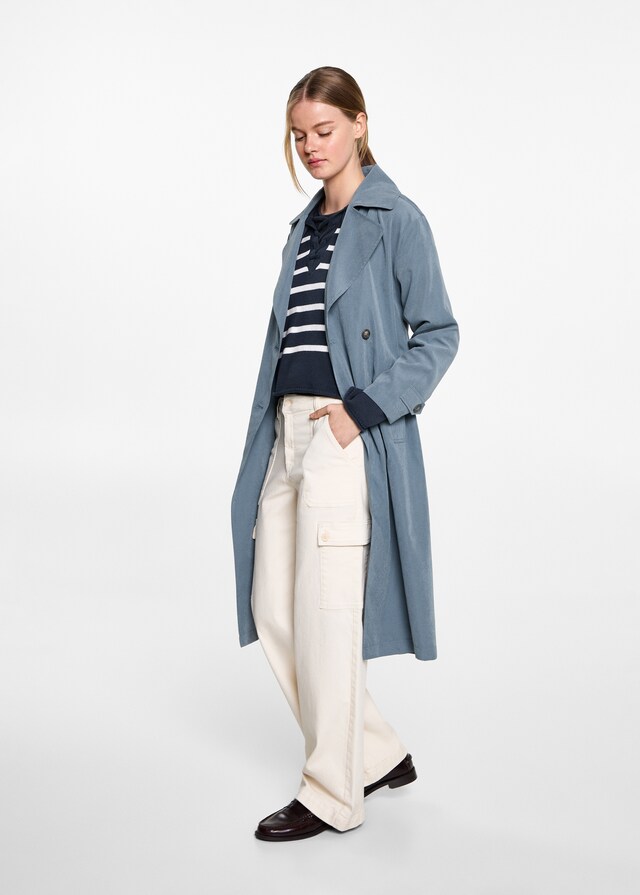 mango Trench fluido cinturón Venta caliente