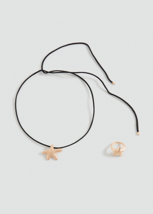 mango Set collar y anillo Descuento