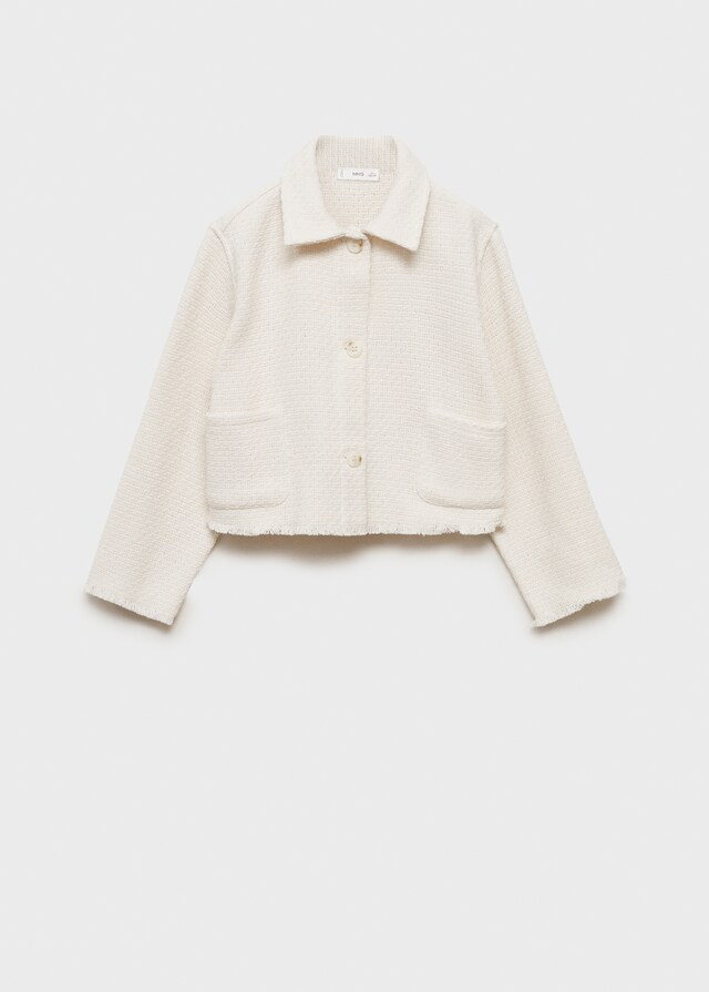 mango Chaqueta crop textura En oferta