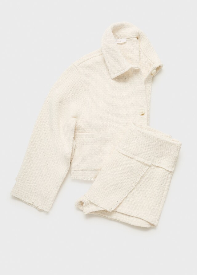 mango Chaqueta crop textura En oferta