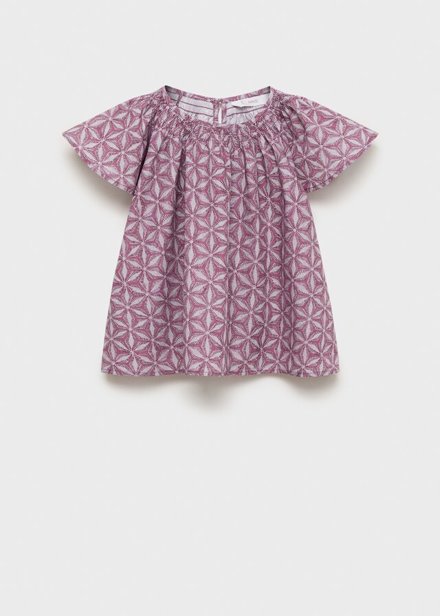 mango Blusa algodón estampada Ofertas especiales