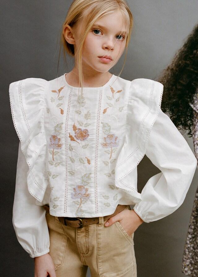 mango Blusa bordado flores