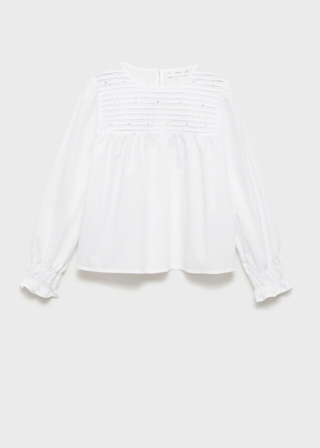 mango Blusa plisada strass Devoluciones gratuitas