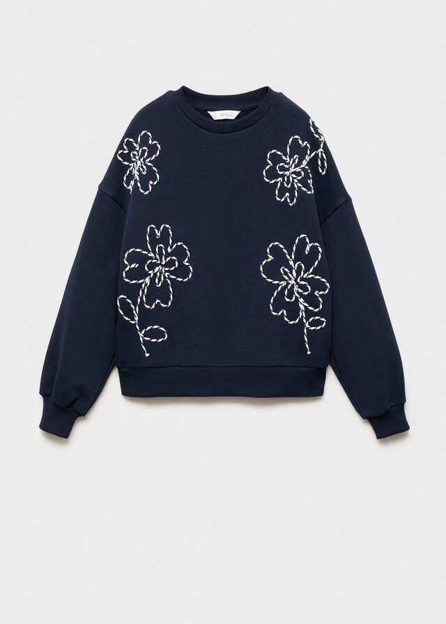 mango Sudadera algodón flores bordadas