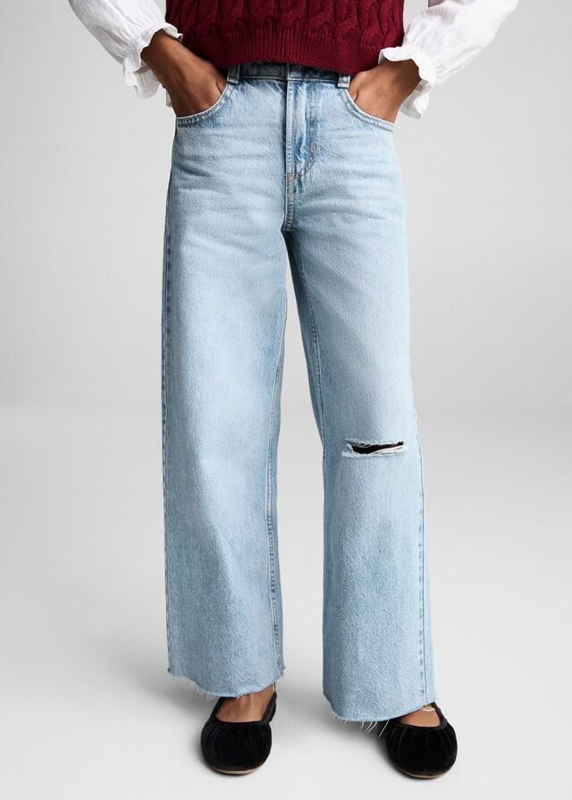 mango Jeans wideleg bajo deshilachado Último día