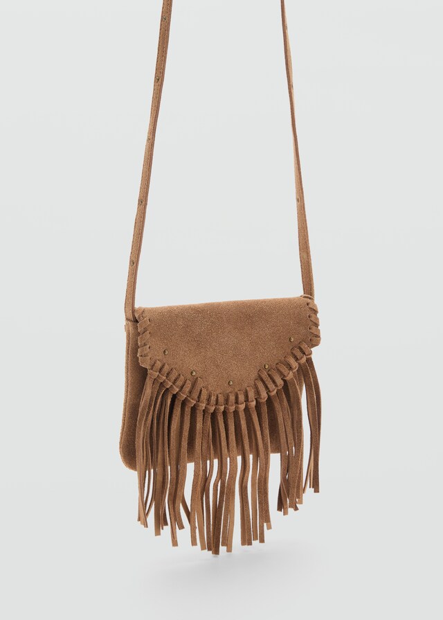 mango Bolso piel flecos