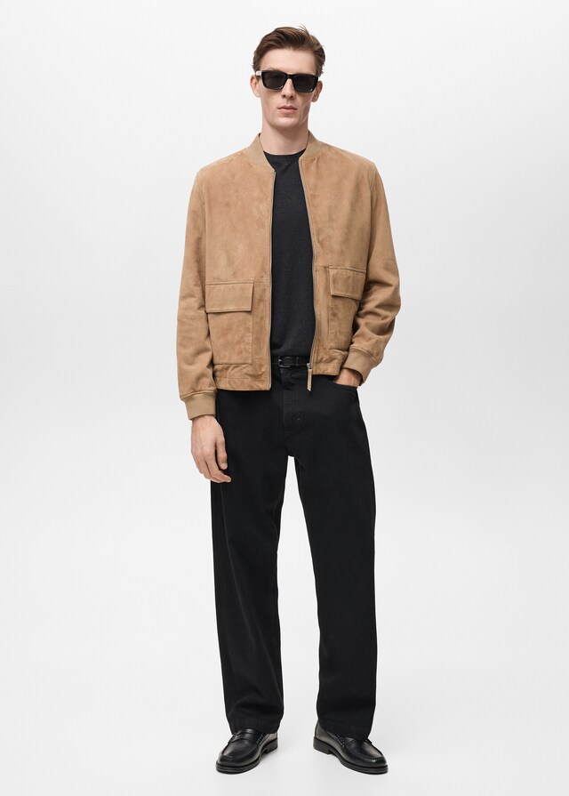 mango Cazadora bomber piel ante Rebajas baratas