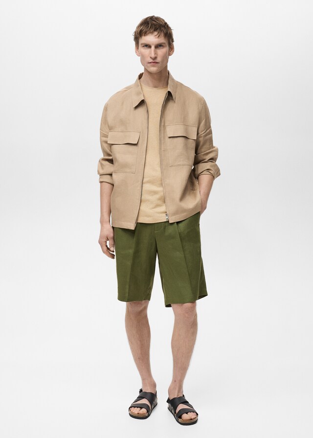 mango Chaqueta 100% lino bolsillos Ventas relámpago