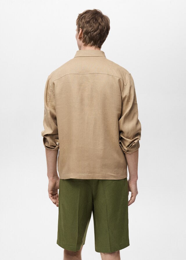 mango Chaqueta 100% lino bolsillos Ventas relámpago