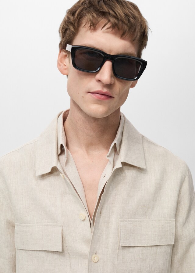 mango Sobrecamisa 100% lino bolsillos Liquidación