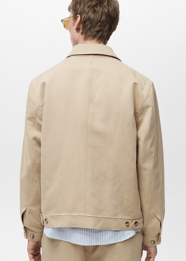 mango Chaqueta algodón lino bolsillos Mejor oferta