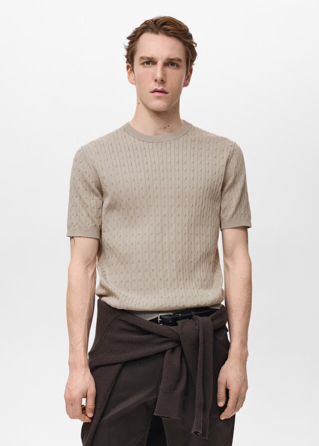 mango Camiseta punto fino trenzado