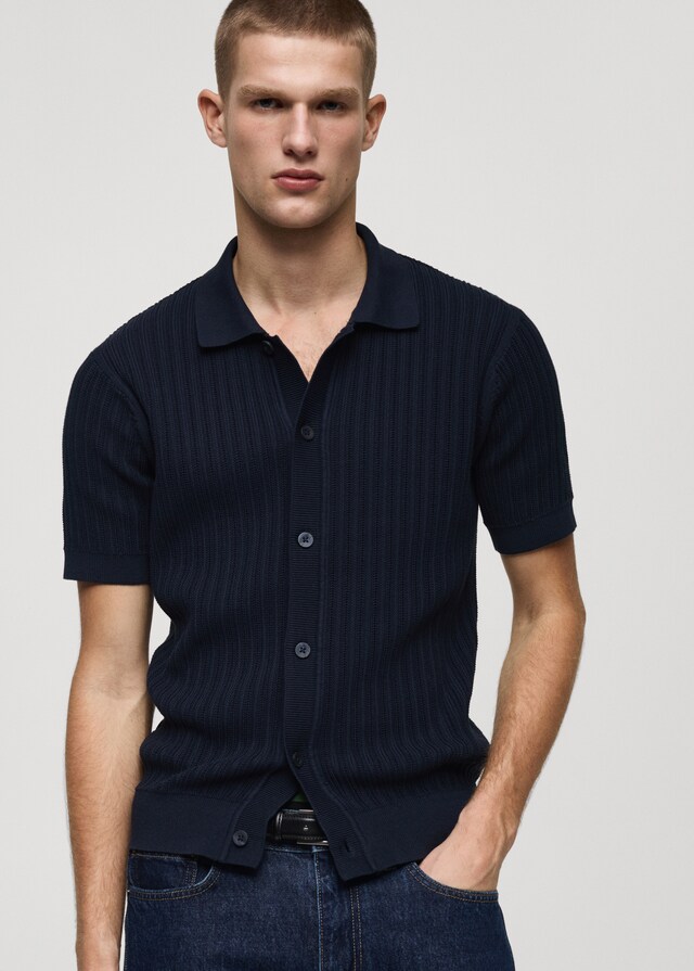 mango Polo abotonado algodón estructura
