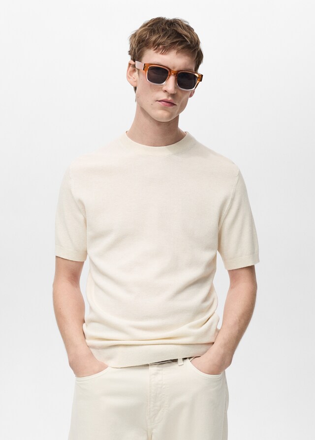mango Camiseta punto fino algodón