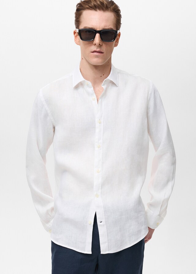mango Camisa 100% lino regular fit
