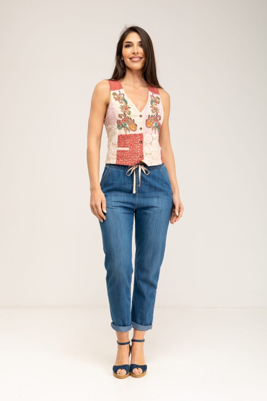 peace&love by calao CHALECO PATCHWORK IC2532CHL Libre de impuestos