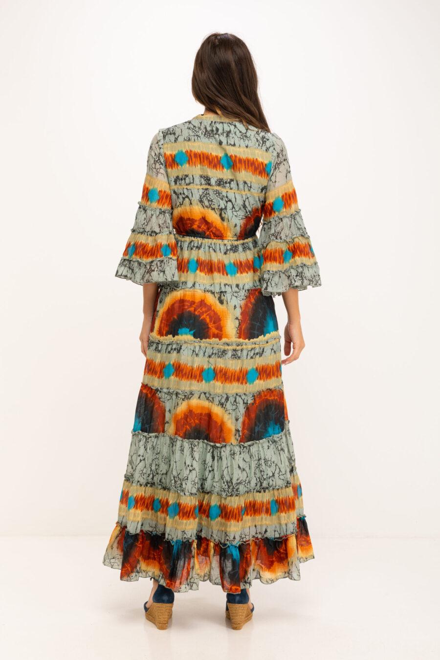 peace&love by calao VESTIDO TYE DYE LARGO CON CUELLO MAO Tienda de fábrica
