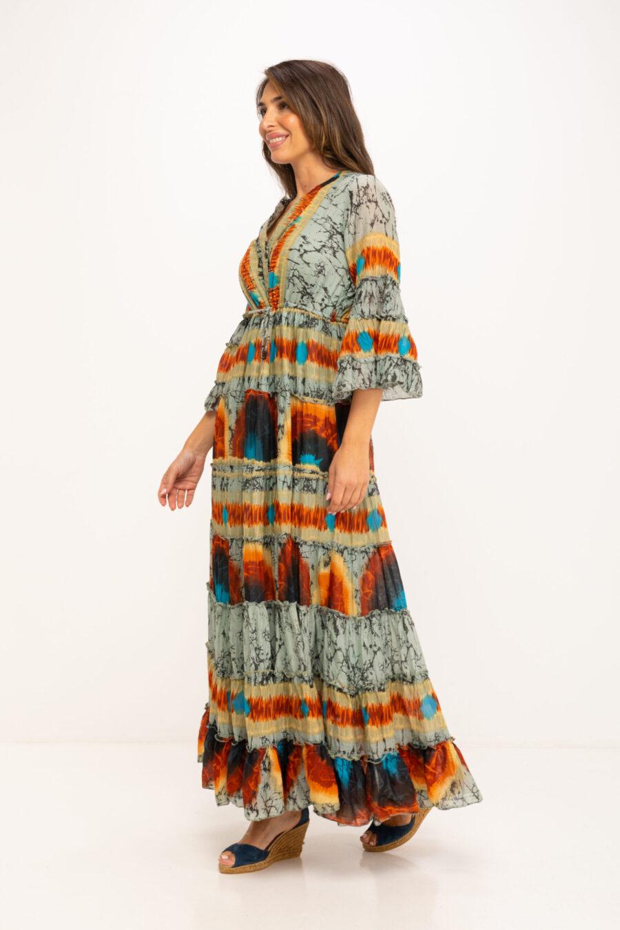 peace&love by calao VESTIDO TYE DYE LARGO CON CUELLO MAO Tienda de fábrica
