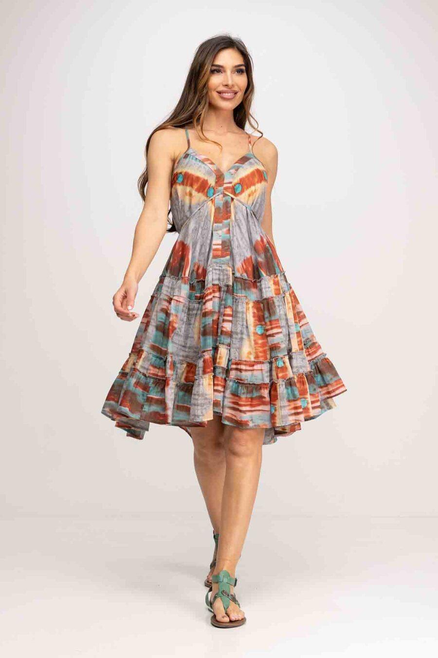 peace&love by calao VESTIDO CORTADO AL BIES LARGO TIE DYE Descuento por venta flash