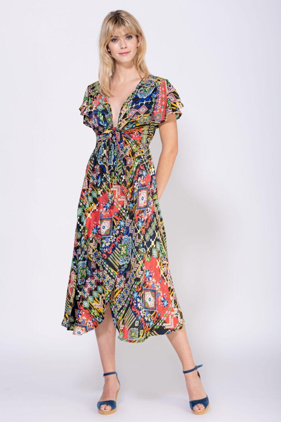 peace&love by calao VESTIDO LARGO CRUZADO ESTAMPADO
