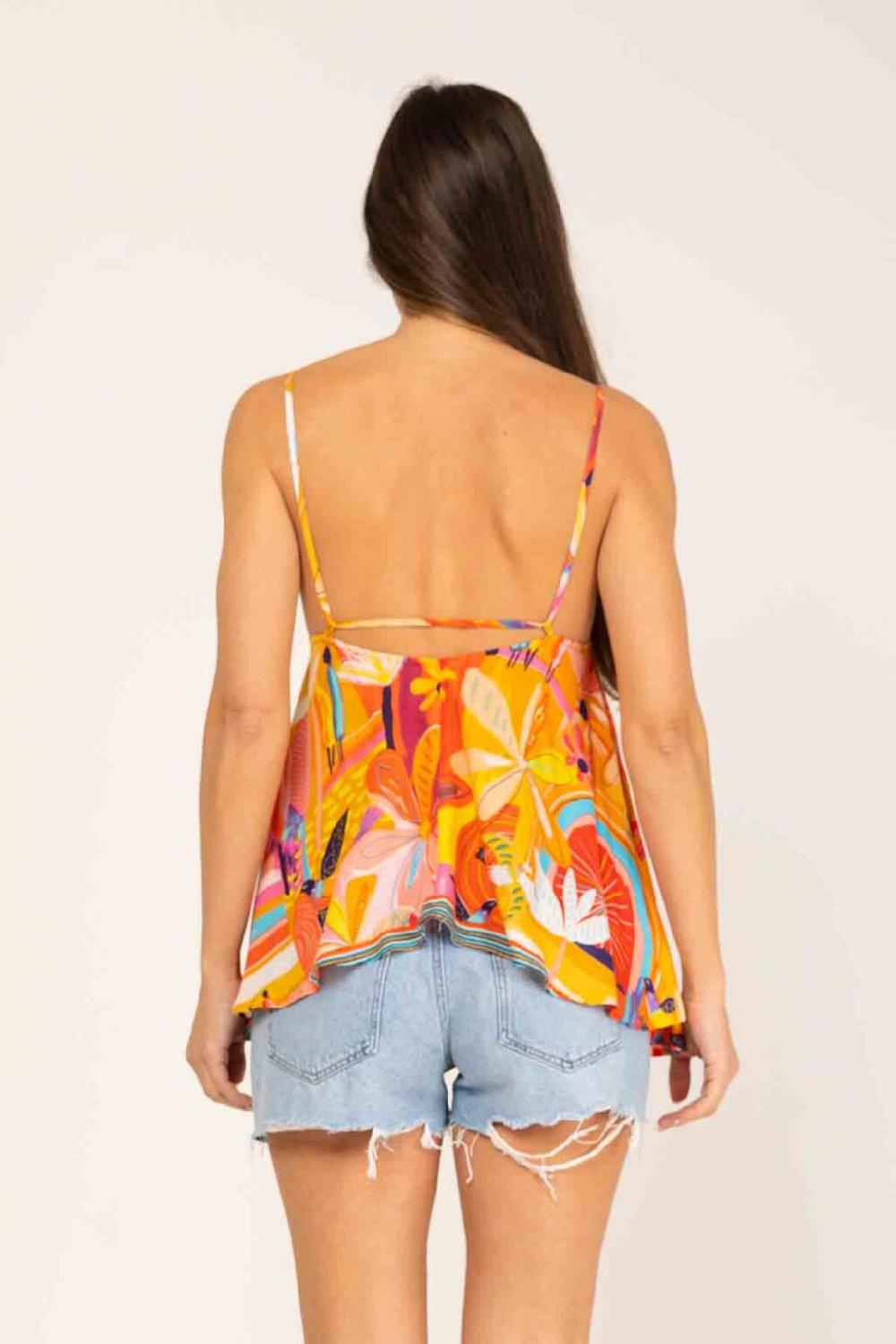 peace&love by calao TOP TIRANTES ESPAGUETI ESTAMPADO Venta caliente