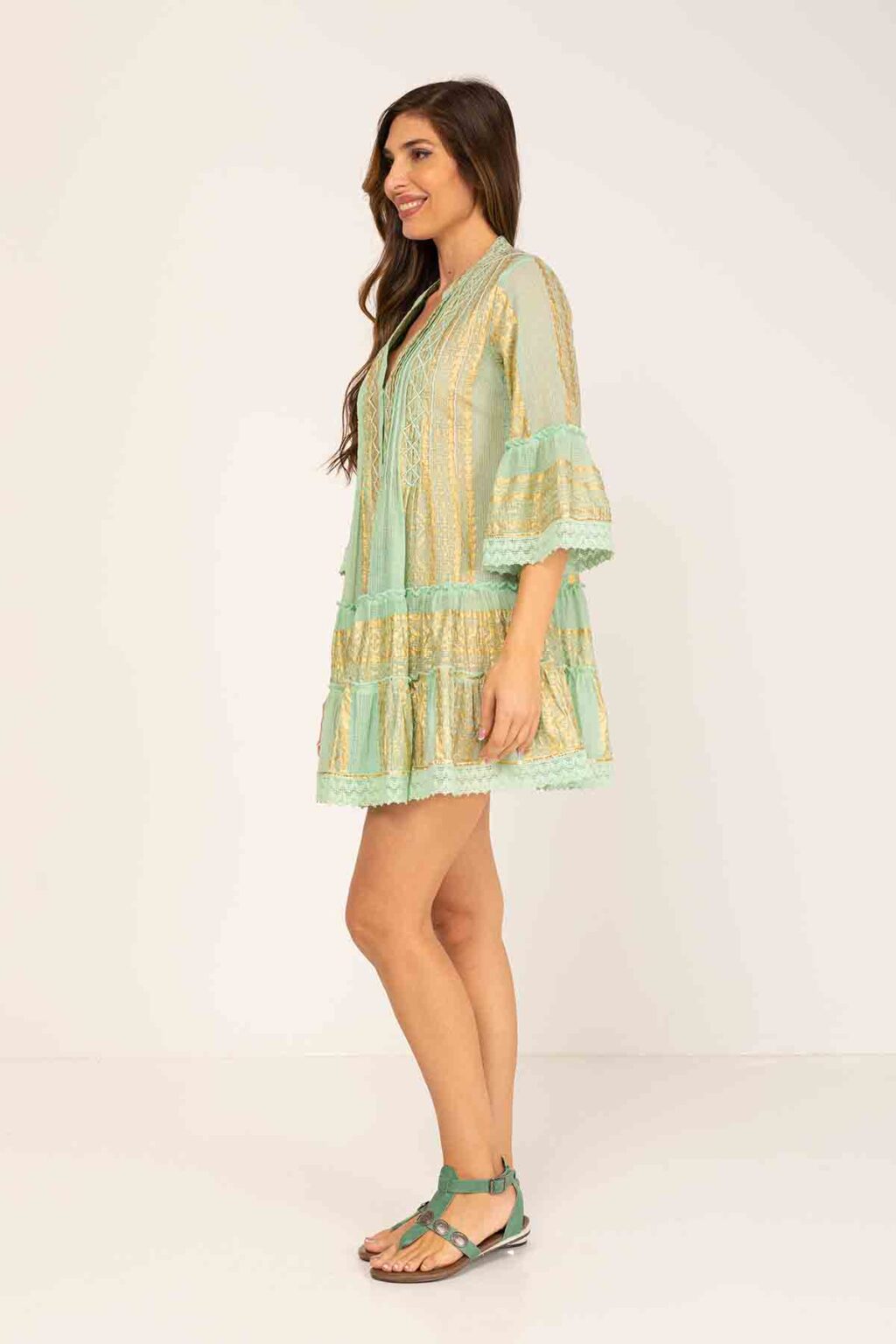peace&love by calao VESTIDO ESTAMPADO CORTO ESTILO ROCOCO Precio ultrabajo