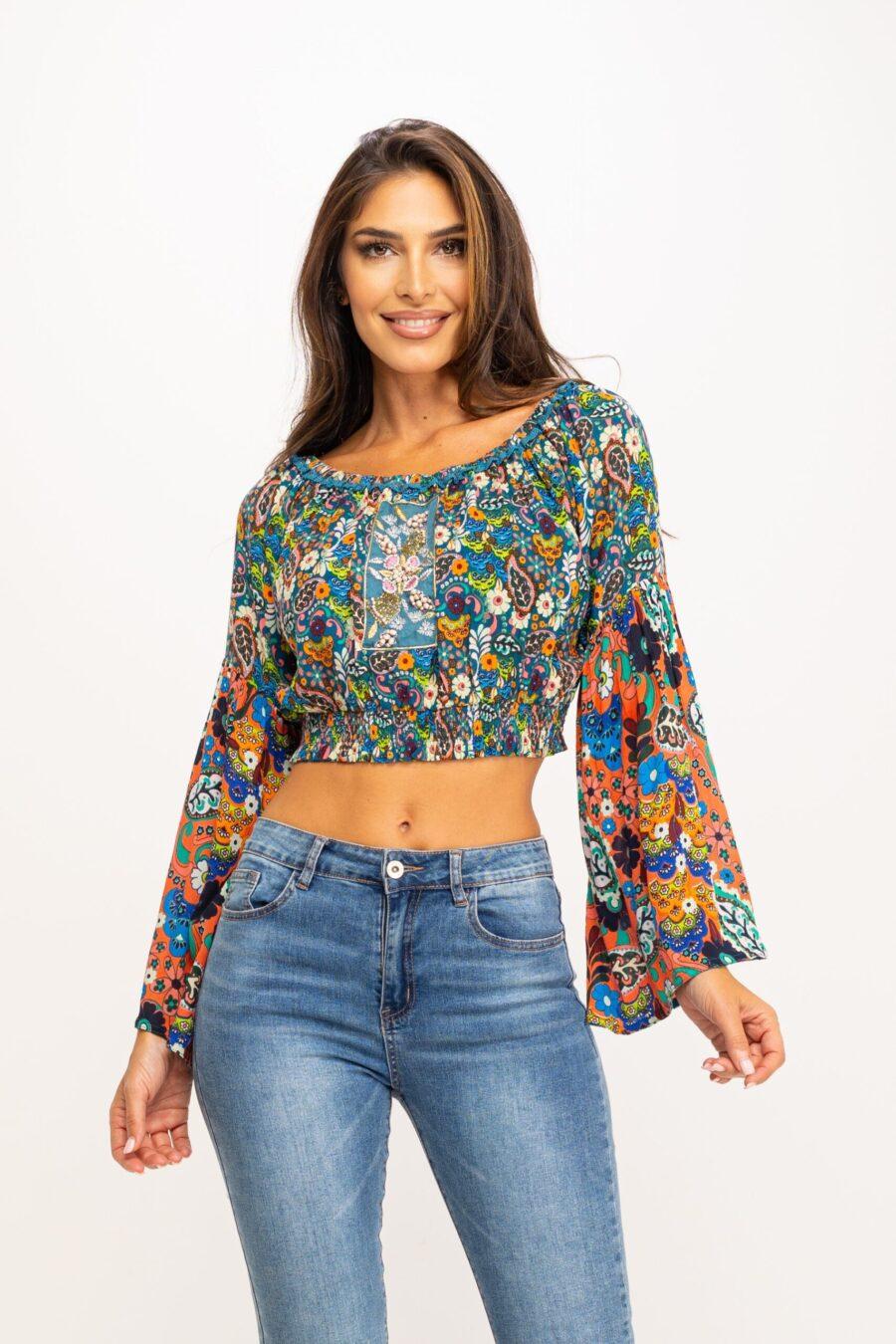peace&love by calao BLUSA CORTA ESTAMPADA PR1069B Liquidación