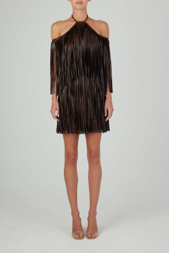 silvia tcherassi Vercelli Dress Brown Descuento por venta flash