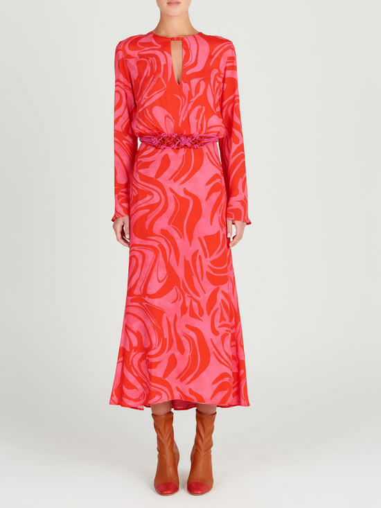 silvia tcherassi Pesaro Dress Pink Red Marble Oferta especial