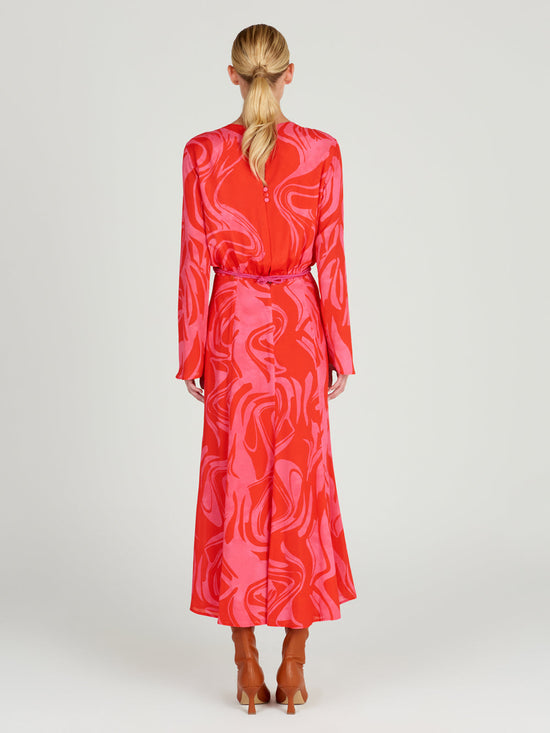 silvia tcherassi Pesaro Dress Pink Red Marble Oferta especial