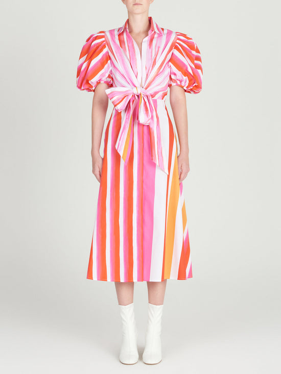 silvia tcherassi Pavia Dress Rouge Orange Stripes ÚLTIMAS EDICIONES