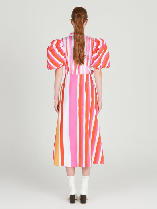 silvia tcherassi Pavia Dress Rouge Orange Stripes ÚLTIMAS EDICIONES