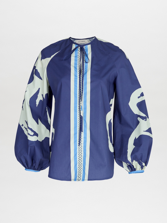 silvia tcherassi Molveno Blouse Navy Stripes Bloom
