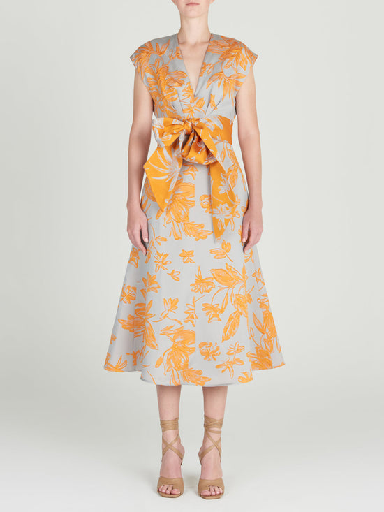 silvia tcherassi Toledo Dress Apricot Silver Liquidación