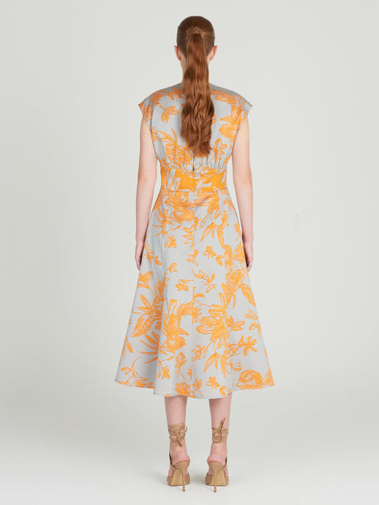 silvia tcherassi Toledo Dress Apricot Silver Liquidación