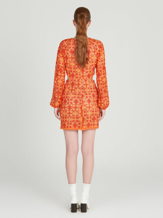 silvia tcherassi Janis Dress Red Orange Crochet Tienda de fábrica