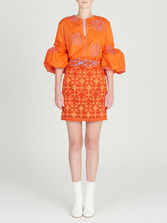 silvia tcherassi Idalia Skirt Red Orange Crochet Limitado a 3 días