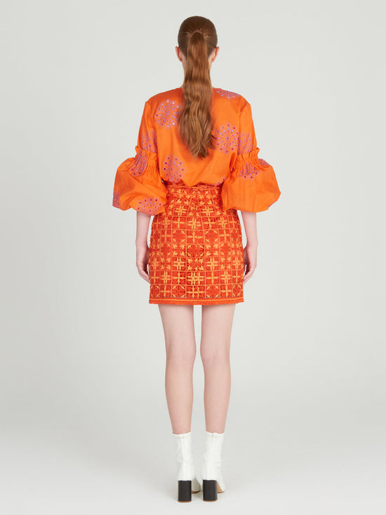silvia tcherassi Idalia Skirt Red Orange Crochet Limitado a 3 días