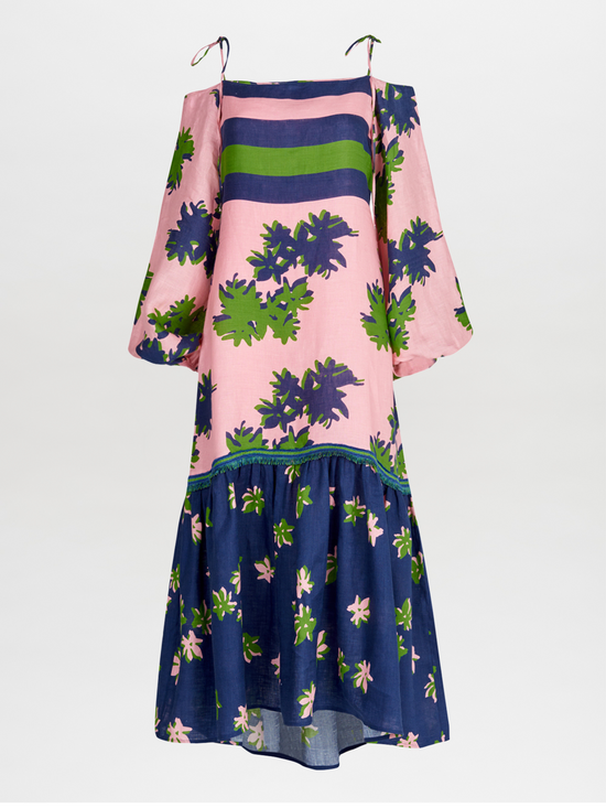 silvia tcherassi Oristano Dress Navy Pink