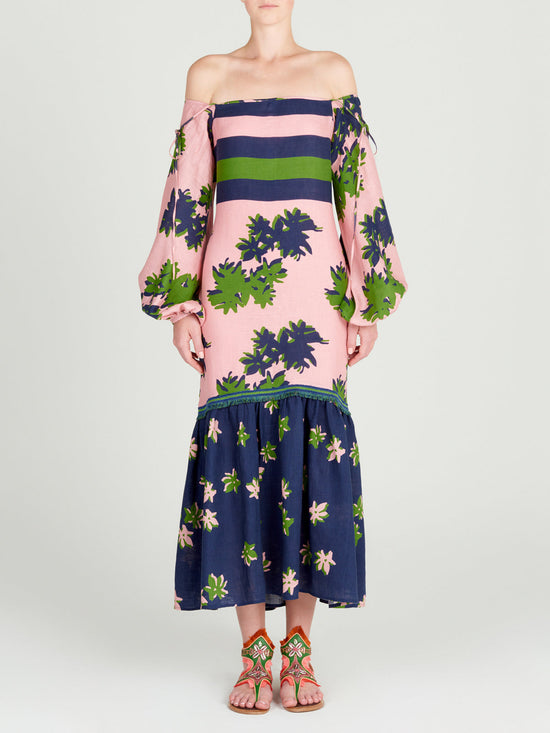 silvia tcherassi Oristano Dress Navy Pink En oferta