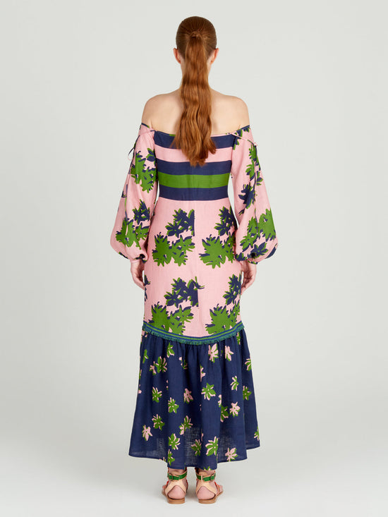 silvia tcherassi Oristano Dress Navy Pink En oferta