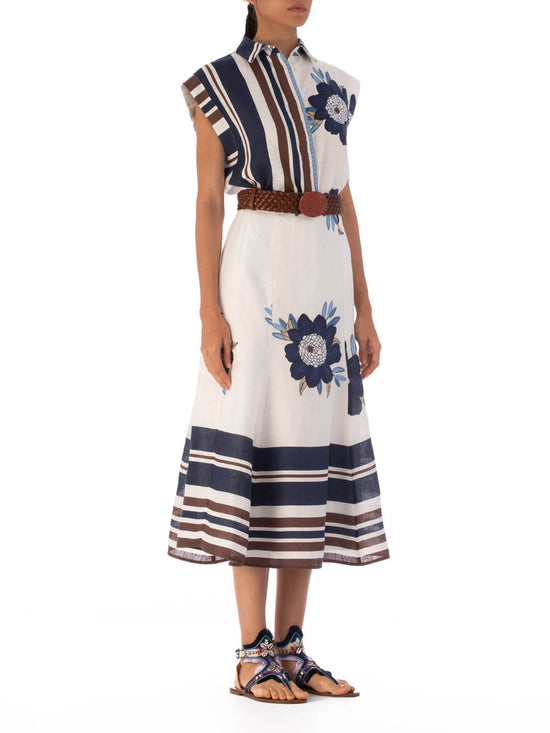 silvia tcherassi Falda Erin Multi Navy Brown Floral Rebajas de fin de temporada