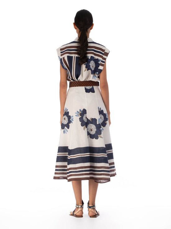 silvia tcherassi Falda Erin Multi Navy Brown Floral Rebajas de fin de temporada