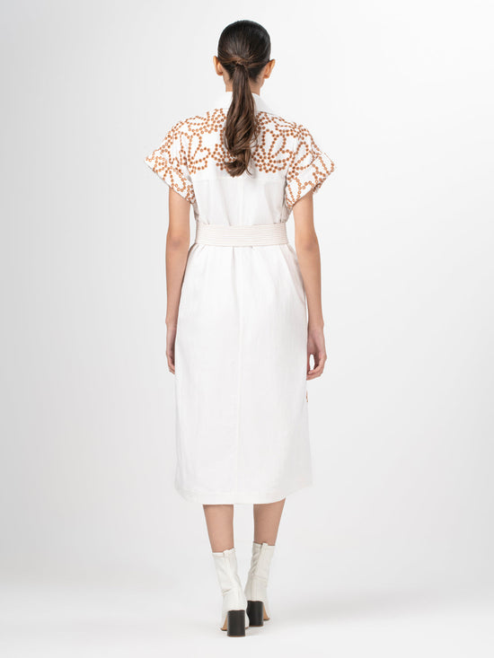 silvia tcherassi Vestido Concetta White Cacao Eyelet Venta caliente