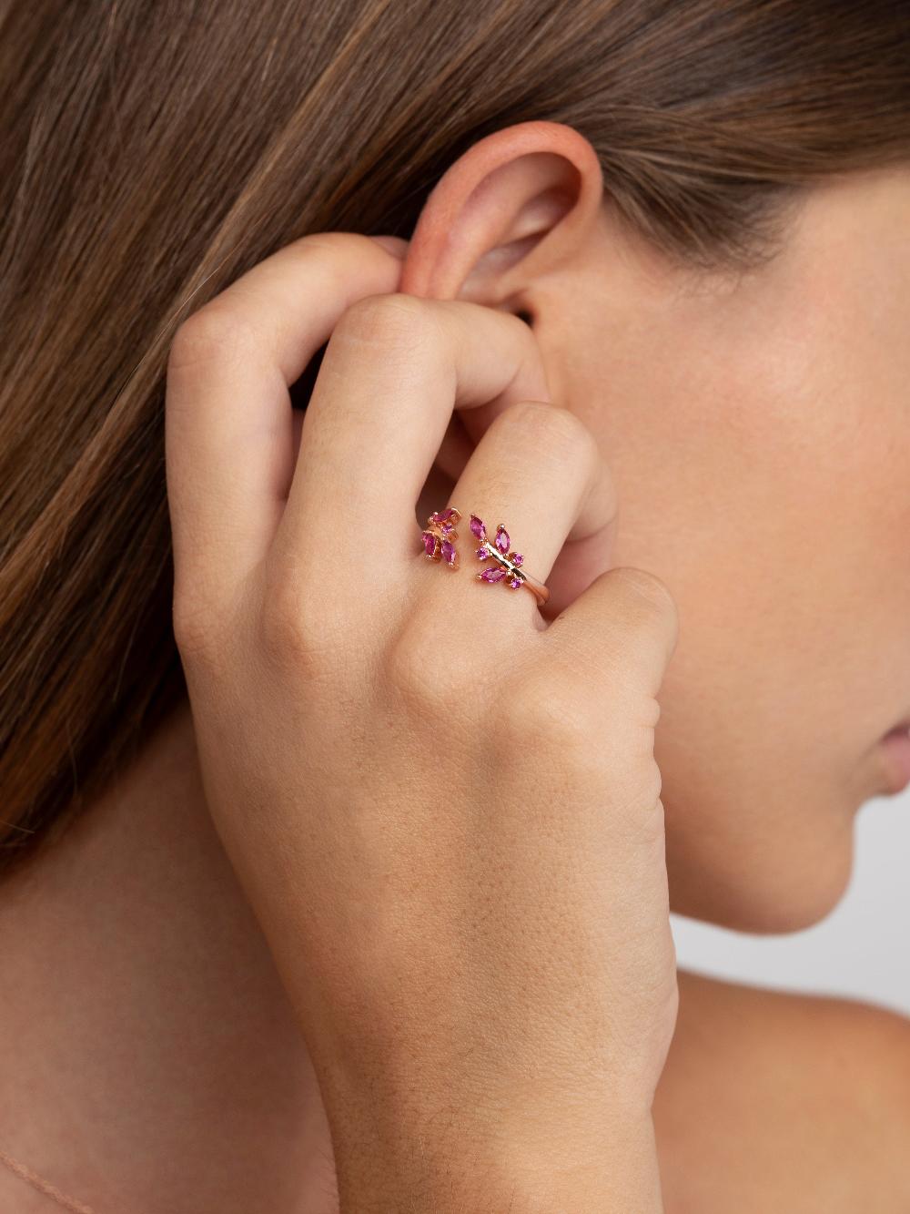 singularu Anillo Buganvilla Raspberry Plata Baño Oro Rosa Solo hoy
