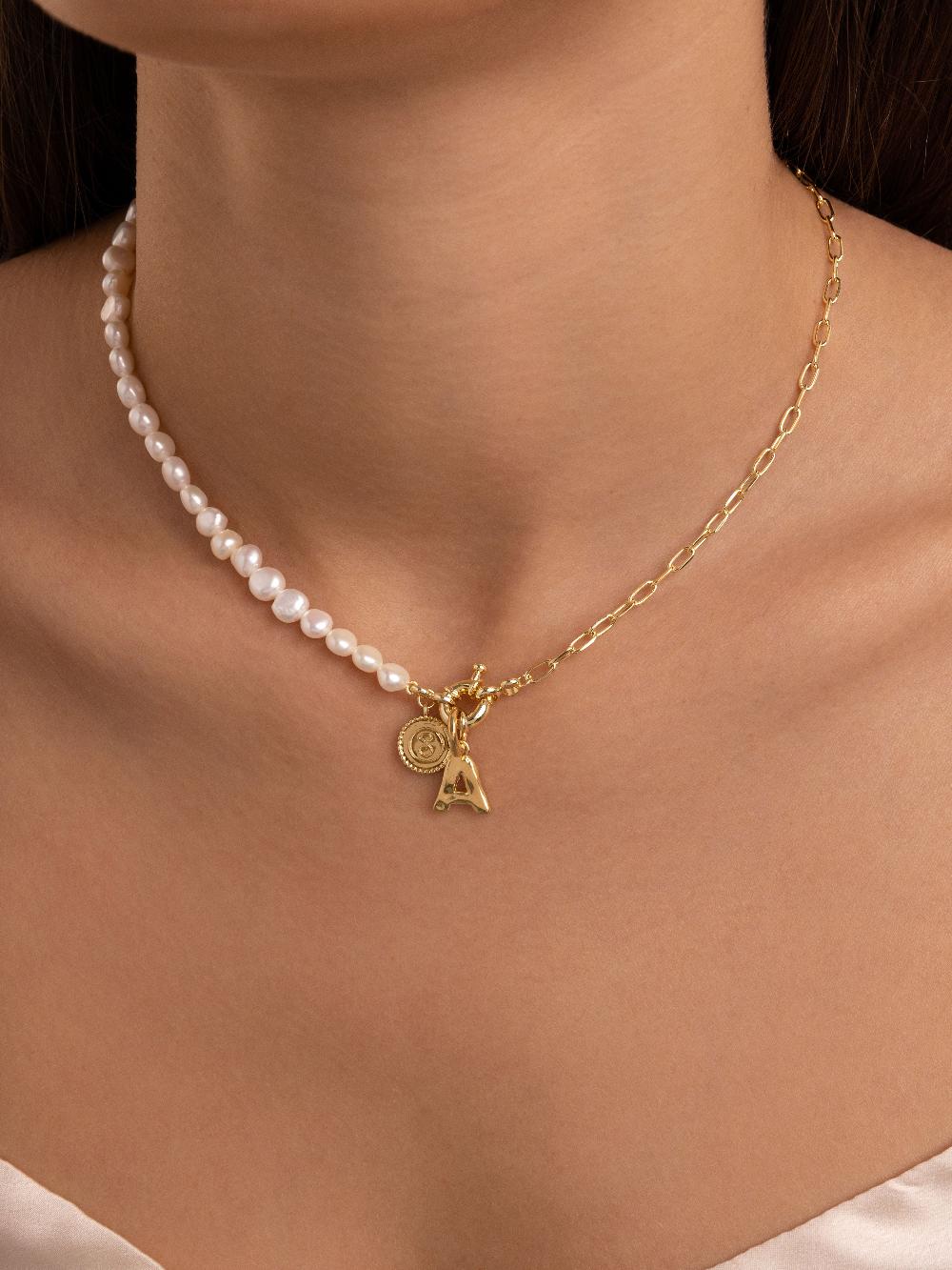 singularu Collar Chic Pearl Acero Baño Oro Superdescuento