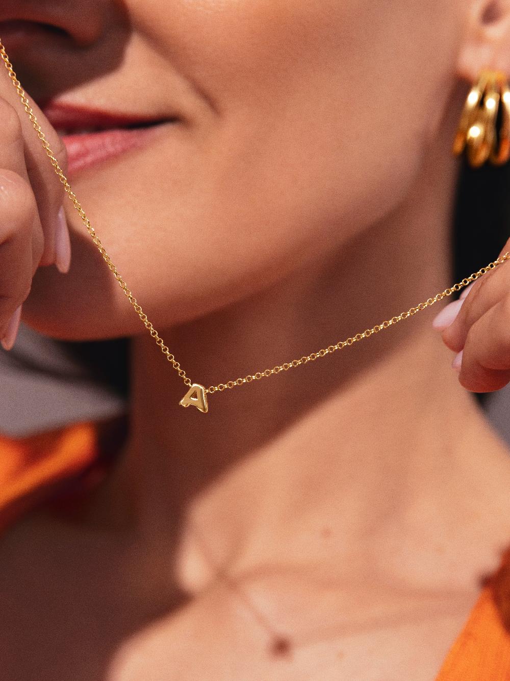 singularu Collar Personalizado Single Letter Plata Baño Oro Libre de impuestos