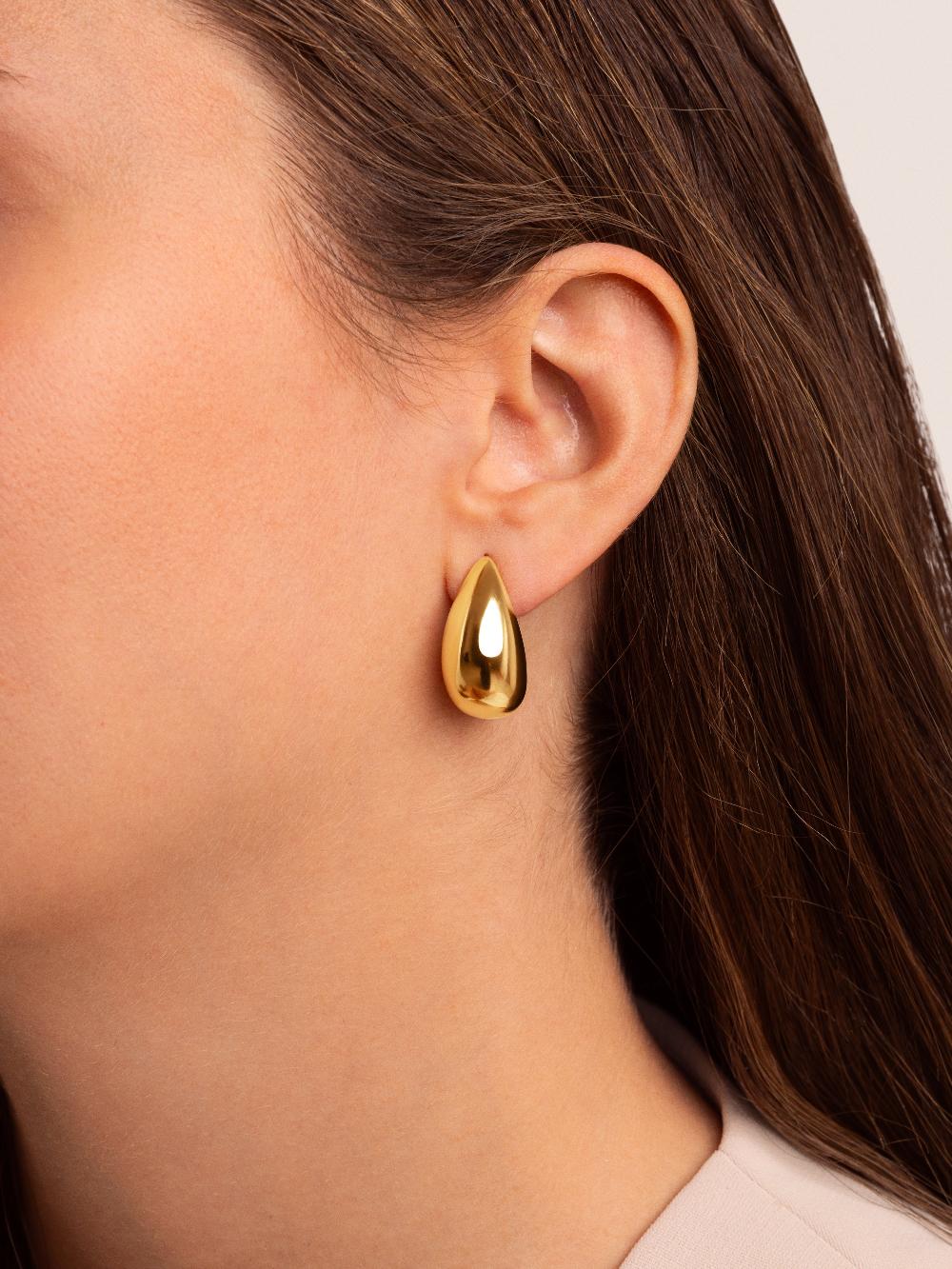 singularu Pendientes Gota Acero Baño Oro Descuentos del mes
